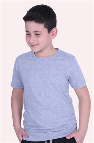 Basic Bisiklet Yaka %100 Pamuk Likralı Düz Unisex Çocuk T-shirt