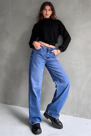 Defile Balıkçı Yaka Dokulu Crop Bluz