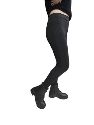 Kadın Siyah Kışlık Toparlayıcı Yanları şeritli  Tayt