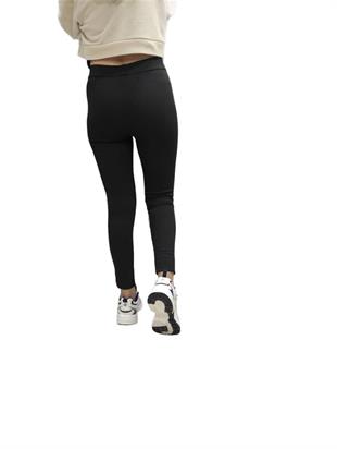 Kadın Siyah Kışlık Toparlayıcı Yanları şeritli  Tayt