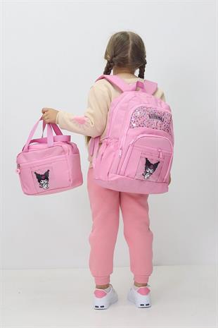 Probag Kız Çocuk Kuromi Temalı 3lü Okul Çanta Seti Sırt Çantası Termal Beslenme Çantası Kalemlik