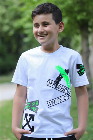 X Baskılı %100 Pamuk Erkek Çocuk T-shirt 9-16 Yaş