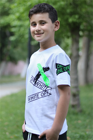 X Baskılı %100 Pamuk Erkek Çocuk T-shirt 9-16 Yaş