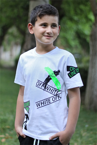 X Baskılı %100 Pamuk Erkek Çocuk T-shirt 9-16 Yaş