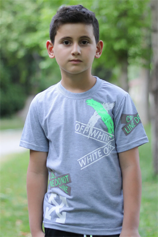X Baskılı %100 Pamuk Erkek Çocuk T-shirt 9-16 Yaş
