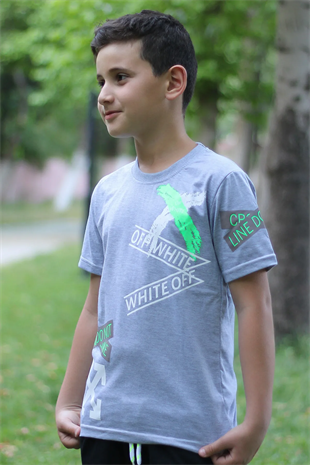 X Baskılı %100 Pamuk Erkek Çocuk T-shirt 9-16 Yaş