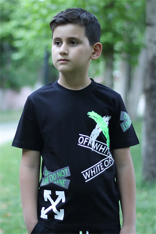 X Baskılı %100 Pamuk Erkek Çocuk T-shirt 9-16 Yaş
