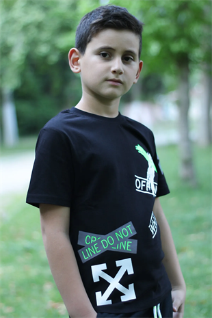 X Baskılı %100 Pamuk Erkek Çocuk T-shirt 9-16 Yaş