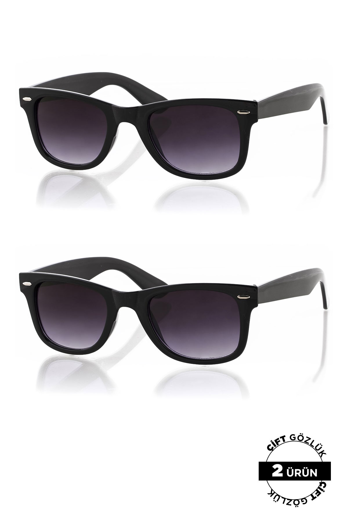 Wayfarer Unisex Güneş Gözlüğü Siyah 2li Ürün
