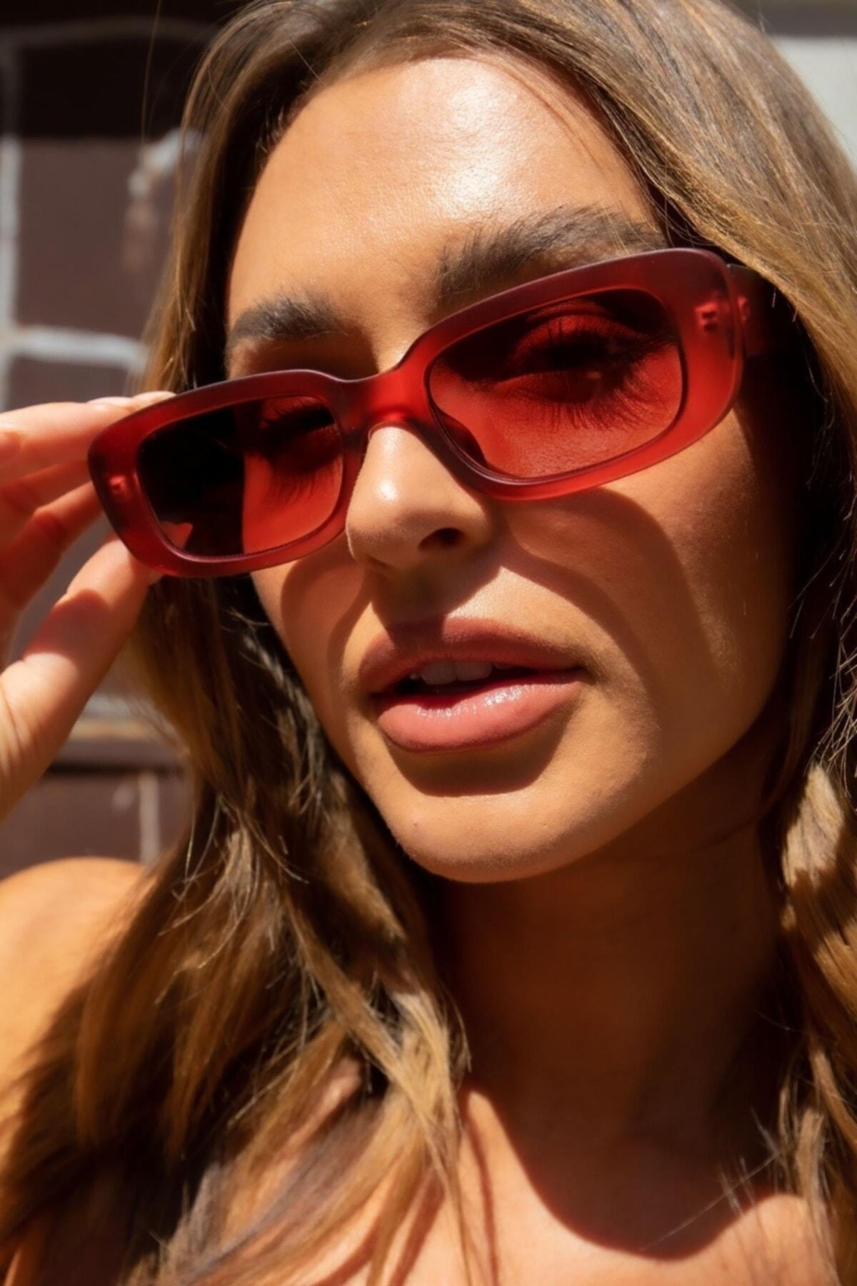 POLO55 Chunky Frame Vintage Kırmızı Güneş Gözlüğü