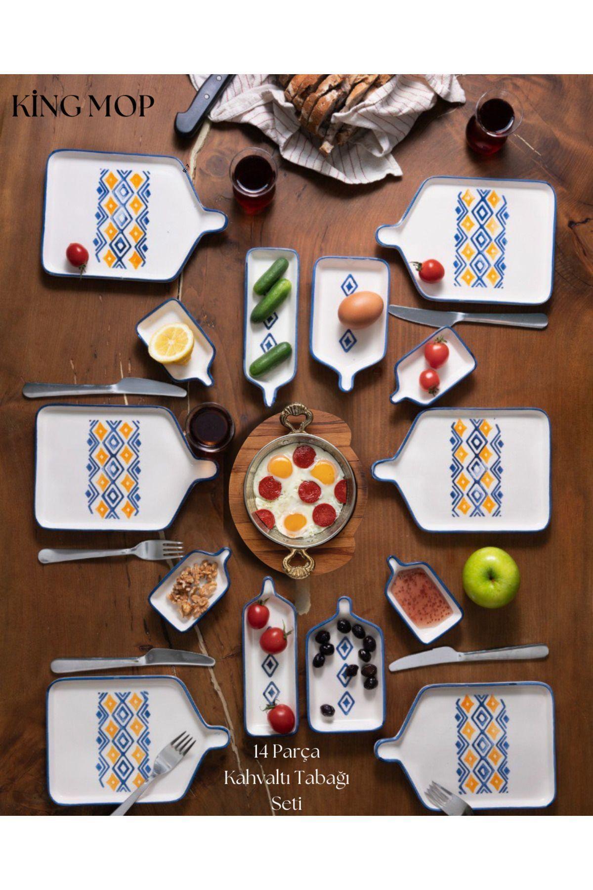 Polo55.Sport.1855 Home Marmaris Desenli Stackable 6 Kişilik Kahvaltı Tabak Seti