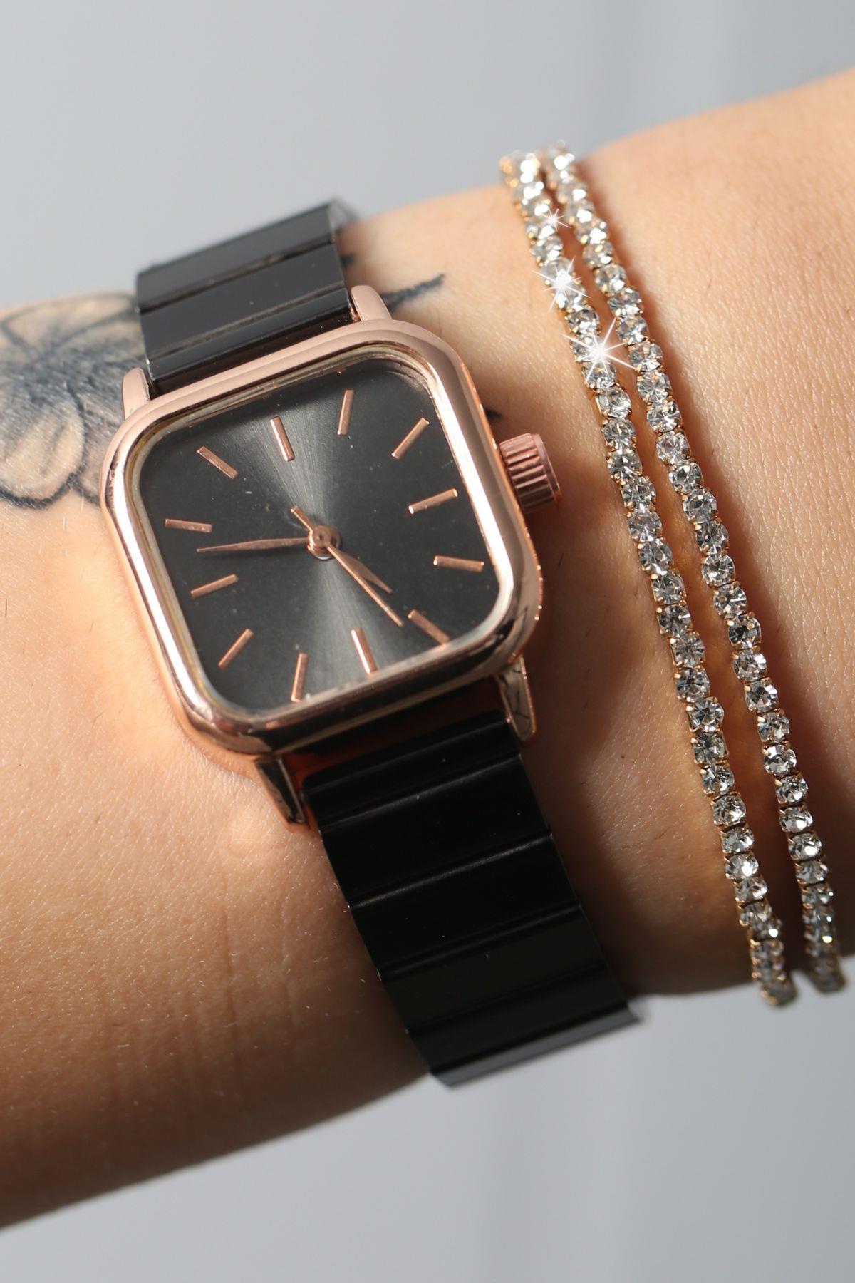  Minimal Kare Kasa Retro Kadın Kol Saati