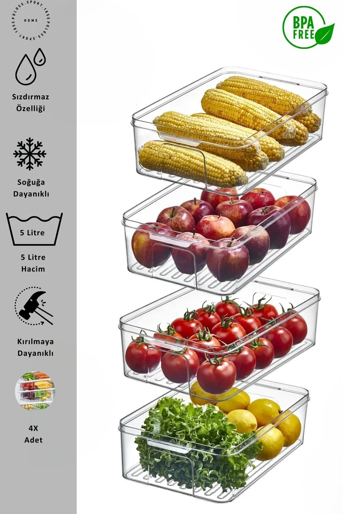 4 Adet Kulplu Buzdolabı Organizeri & Saklama Kabı & Düzenleyici