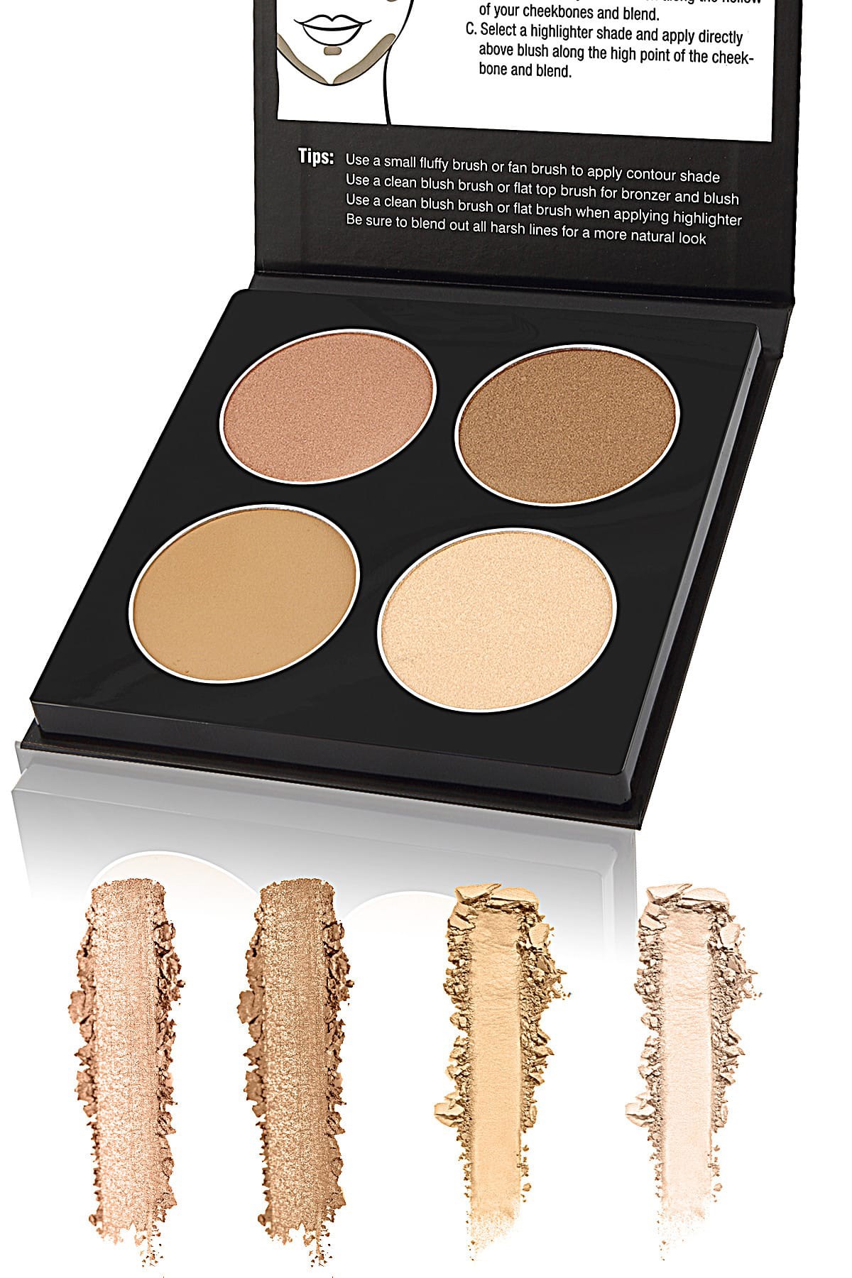 4'lü Aydınlatıcı&Kontür Paleti - Highlighter&Contour Pro 4 Colors Palette No:1