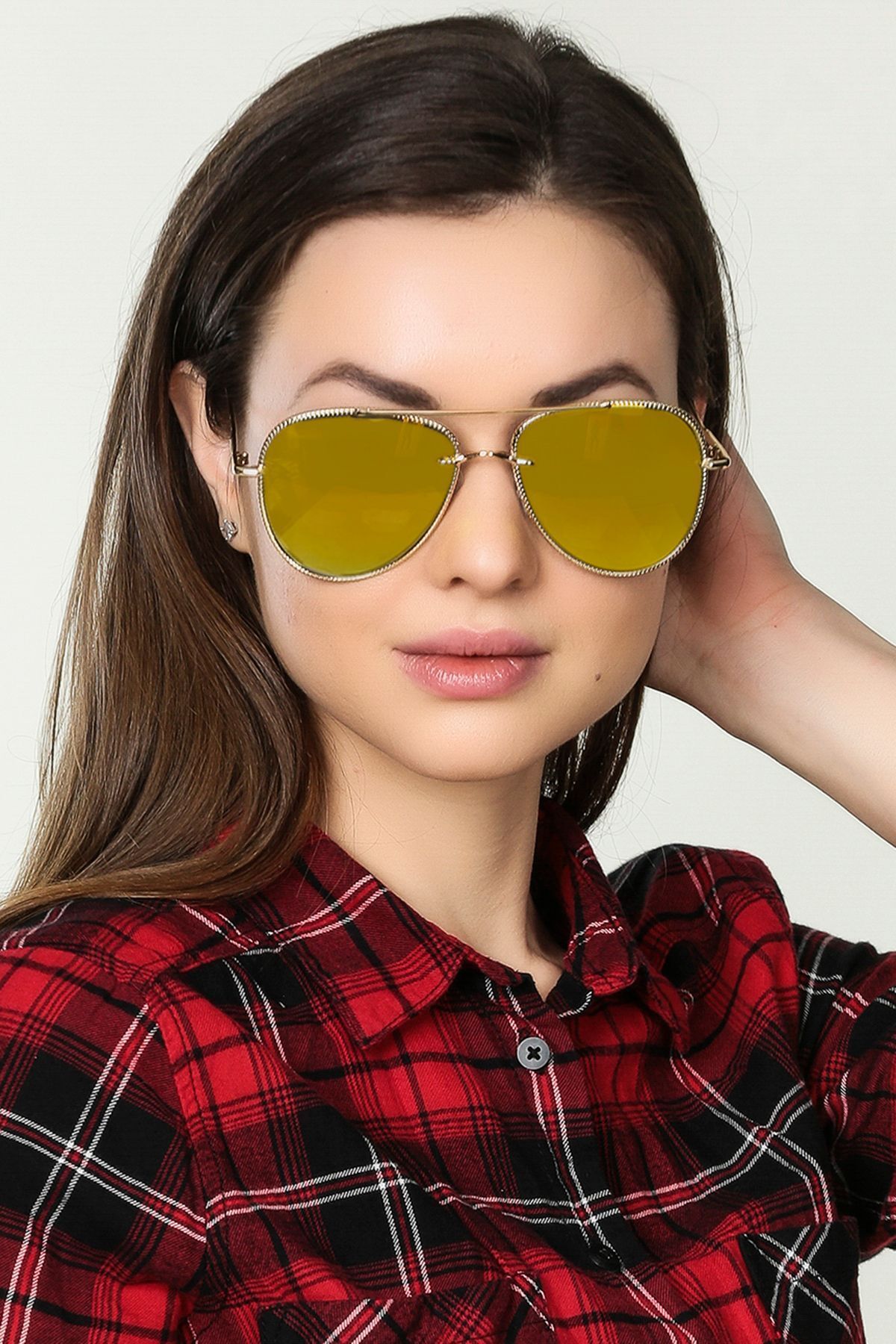 Aynalı Cam Sarı Kadın Güneş Gözlüğü