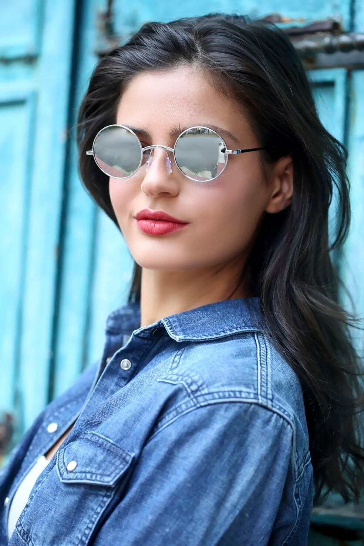 Bridge Yuvarlak Aynalı Metal Çerçeve Kadın Güneş Gözlüğü