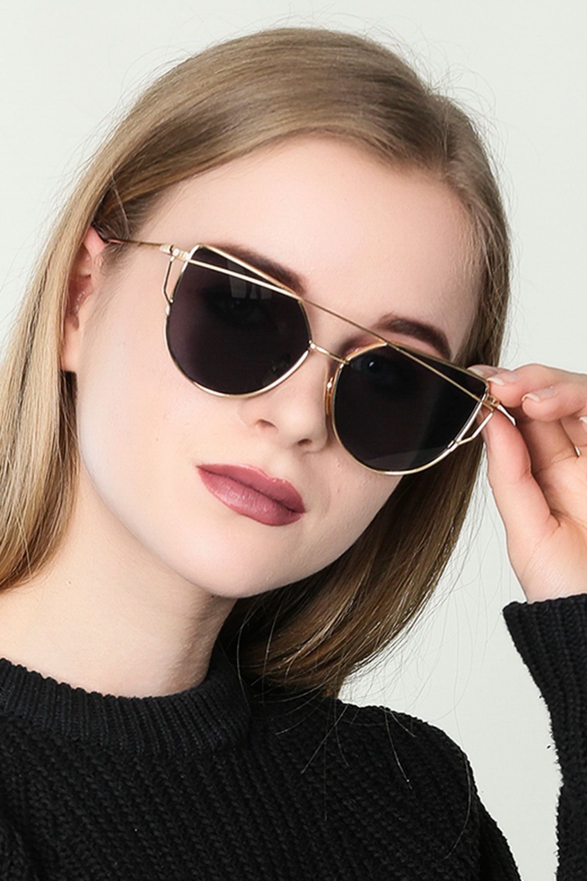 Cat Eye Metal Köprü Detaylı Kadın Güneş Gözlüğü