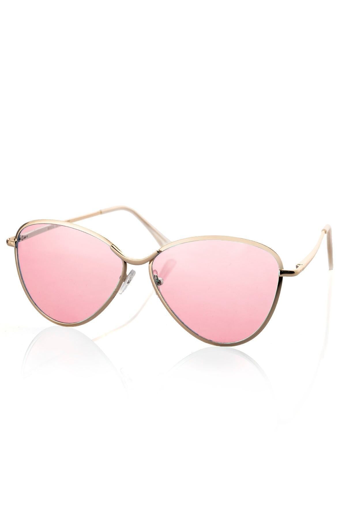 Damla Model Gold Metal Çerçeve Pembe Kadın Güneş Gözlüğü