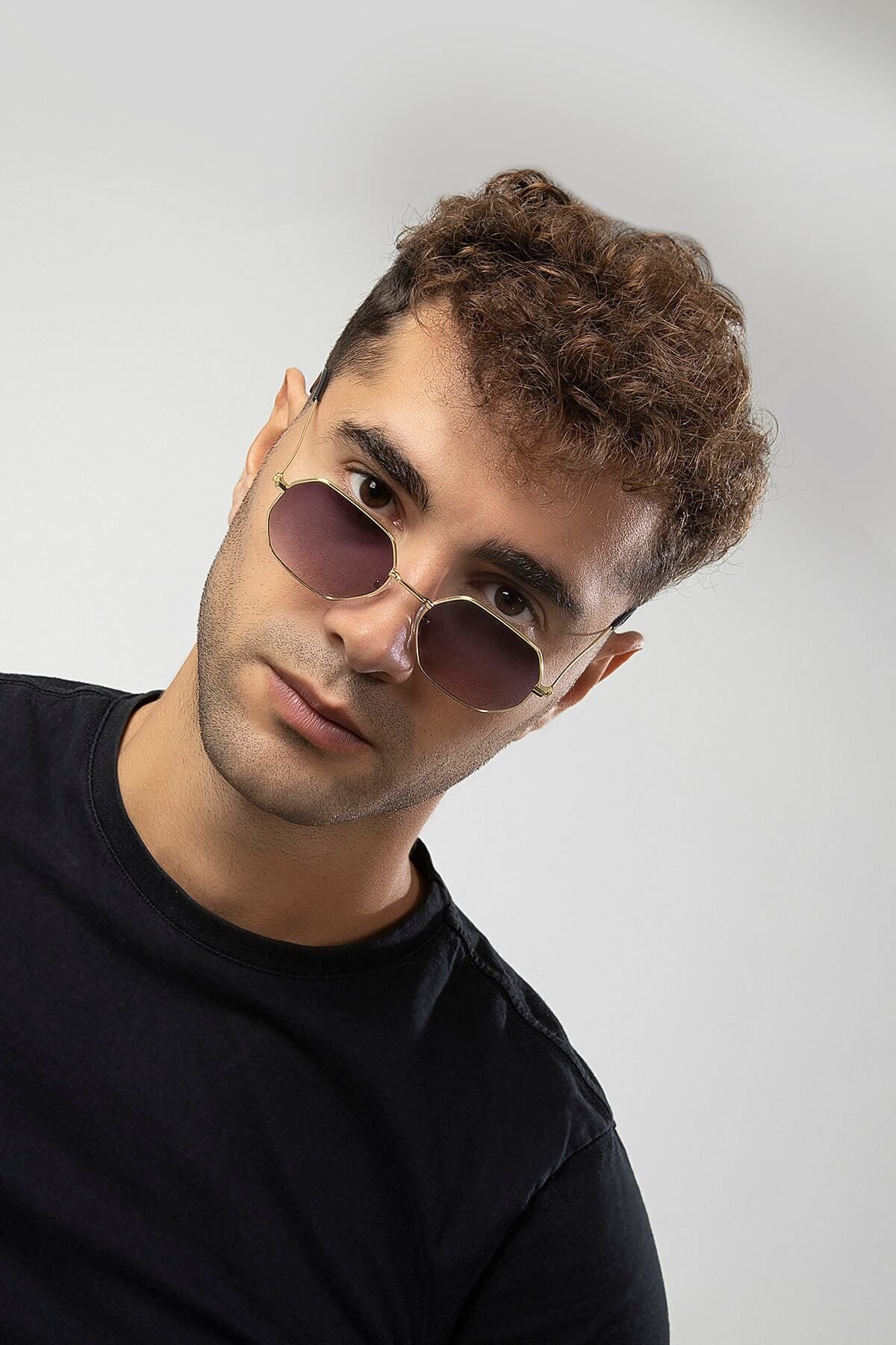 Hexagon Gold-Siyah Erkek Güneş Gözlüğü