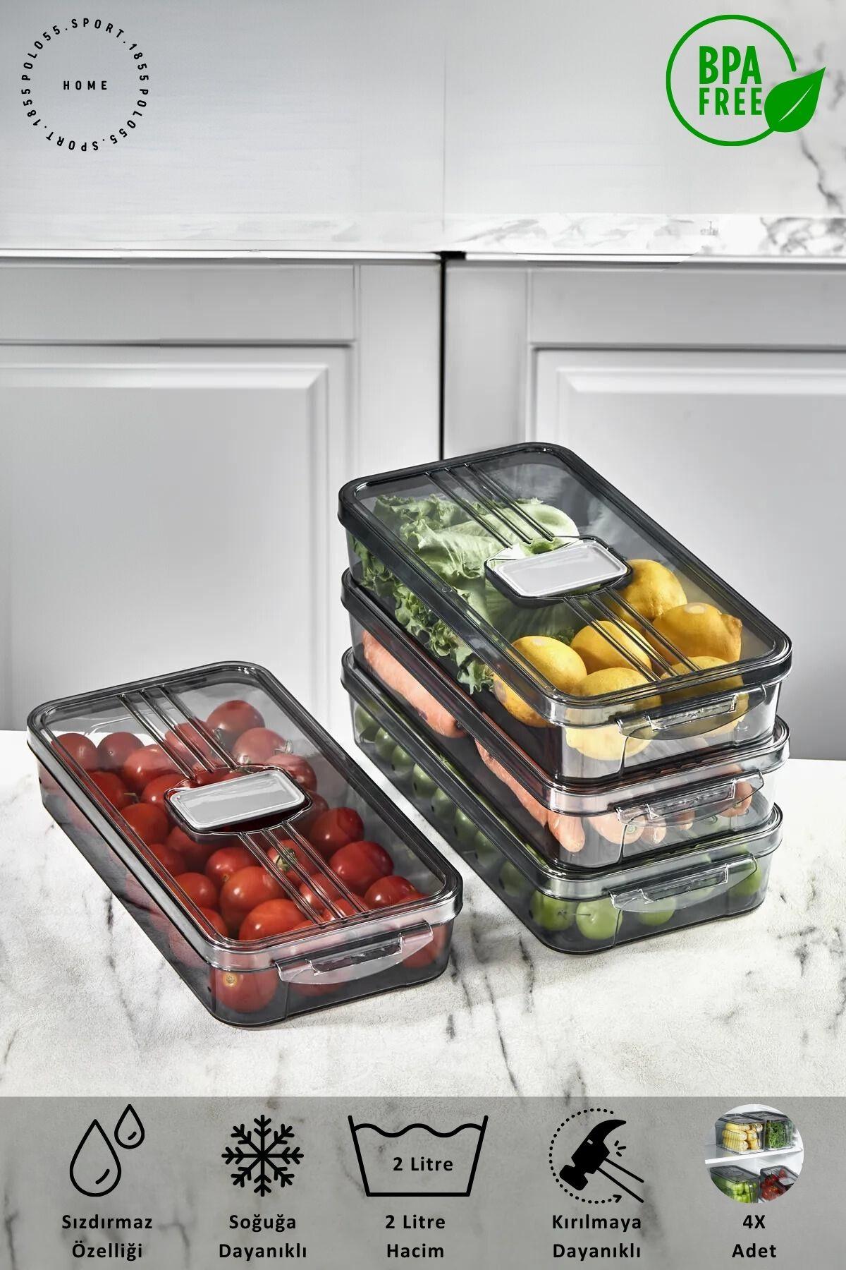 Kapaklı 2 LT Buzdolabı Organizeri & Saklama Kabı & Düzenleyici & Erzak Kabı