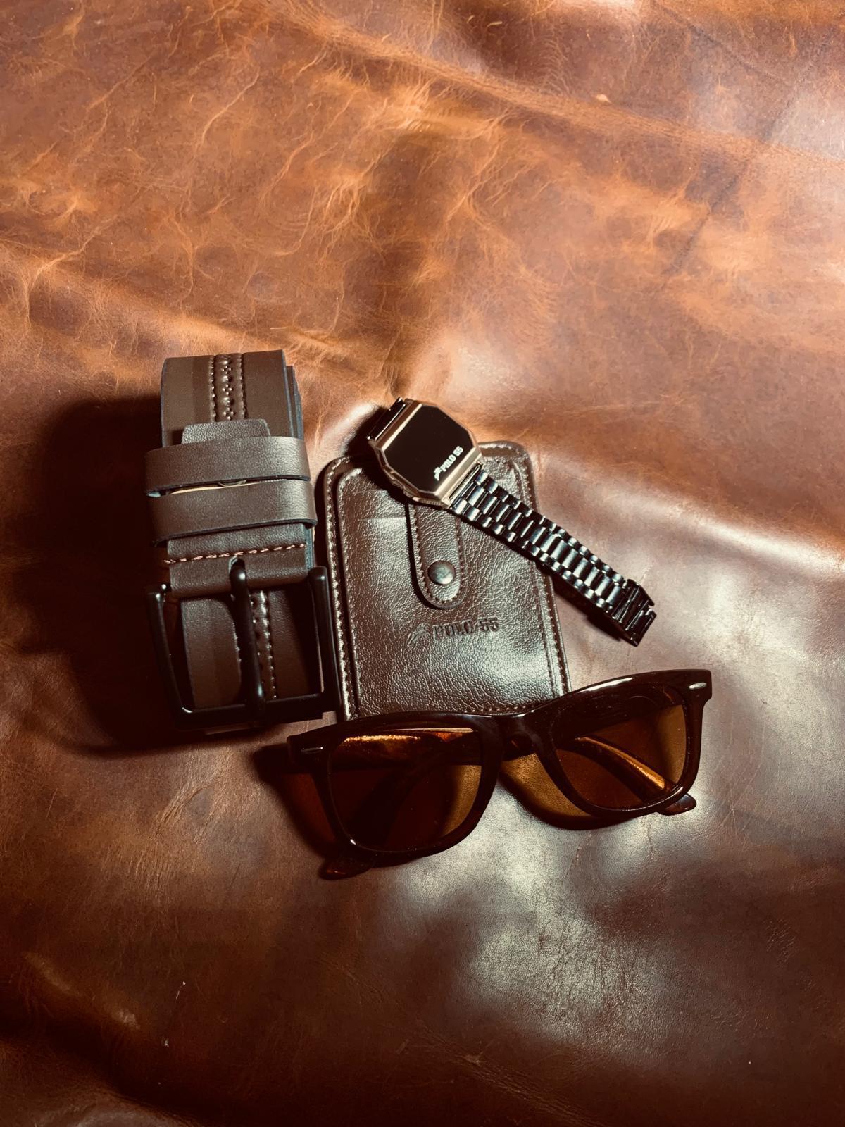 Klasik Erkek Cüzdan Kemer Kartlık Güneş Gözlüğü Seti