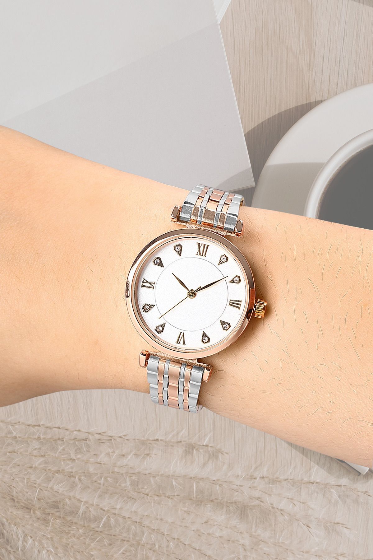 Klasik Tasarım Rose-Gümüş Metal Kadın Kol Saati