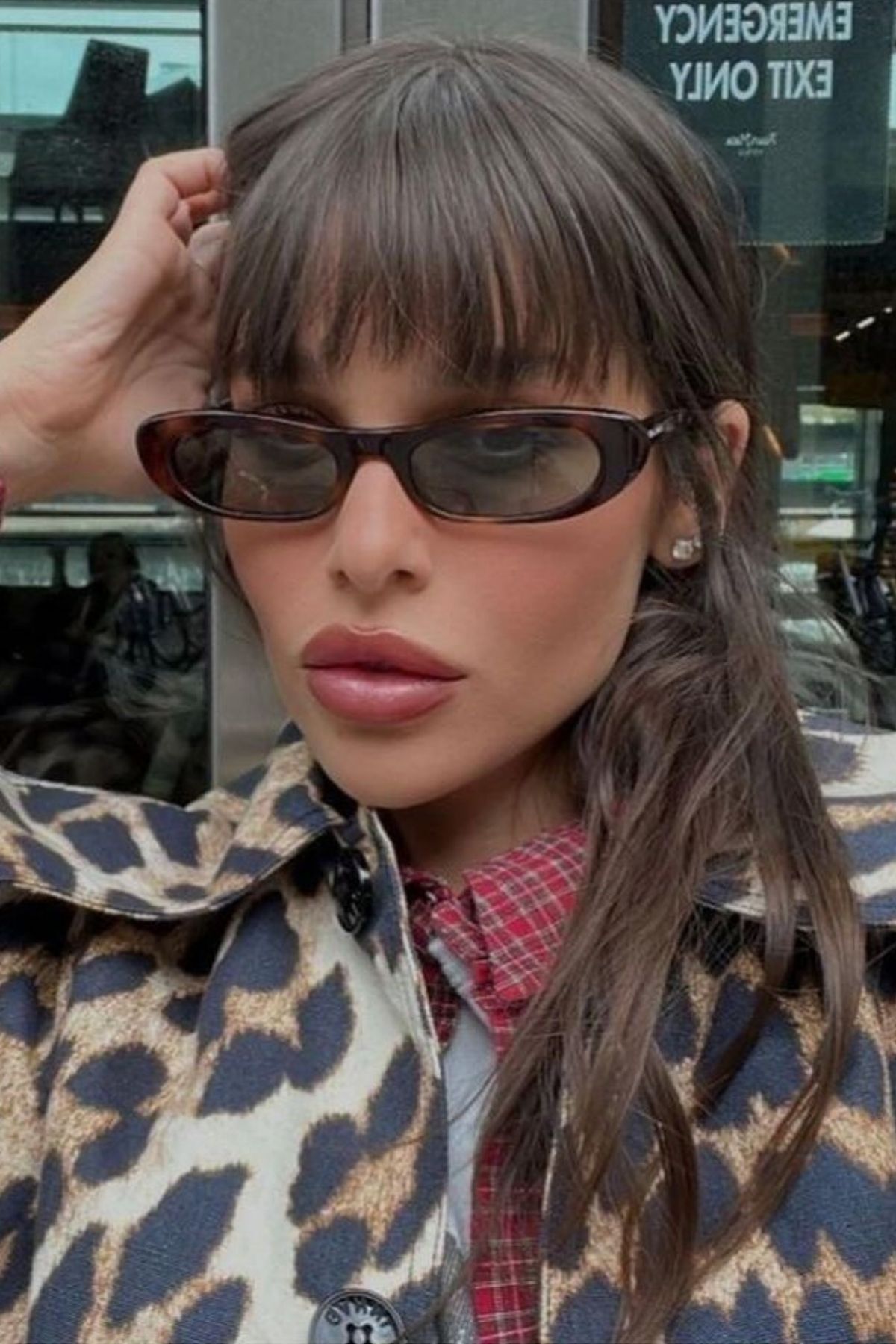 Leopar Menteşeli Cat Eye Oval Kadın Güneş Gözlüğü