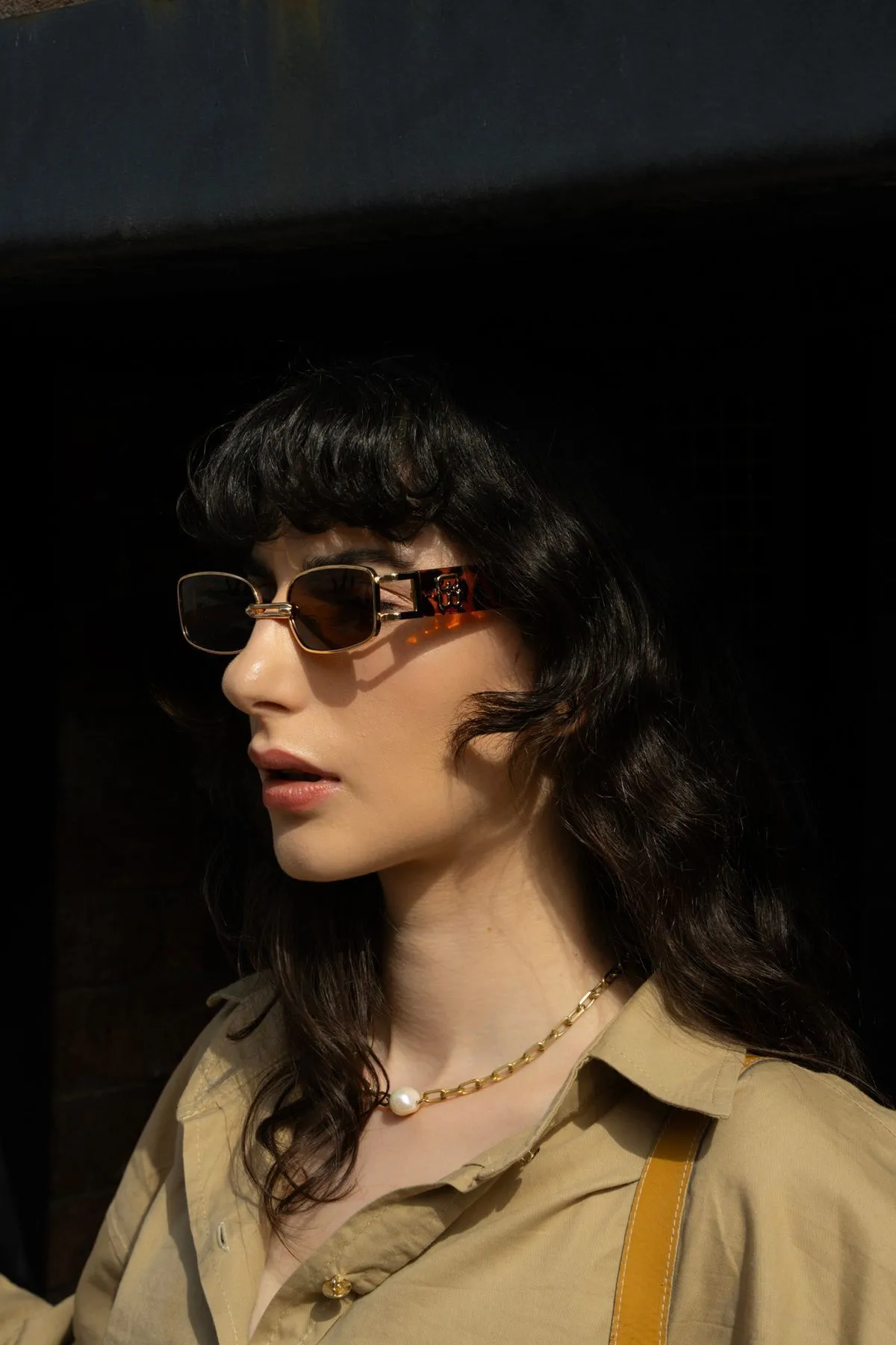 Leopar Vintage Dikdörtgen Model Kadın Güneş Gözlüğü PL22KG004R004