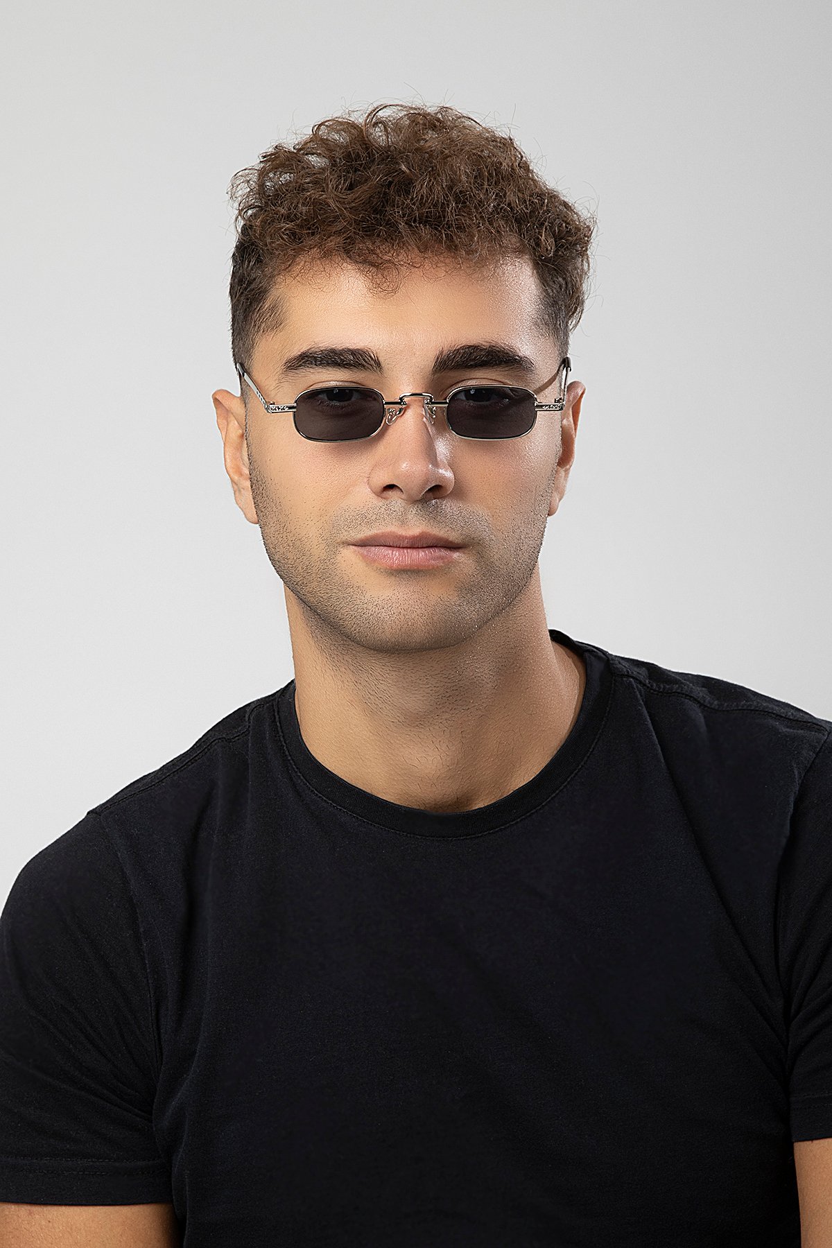 Minimal Retro Metal Dikdörtgen Çerçeve Erkek Güneş Gözlüğü