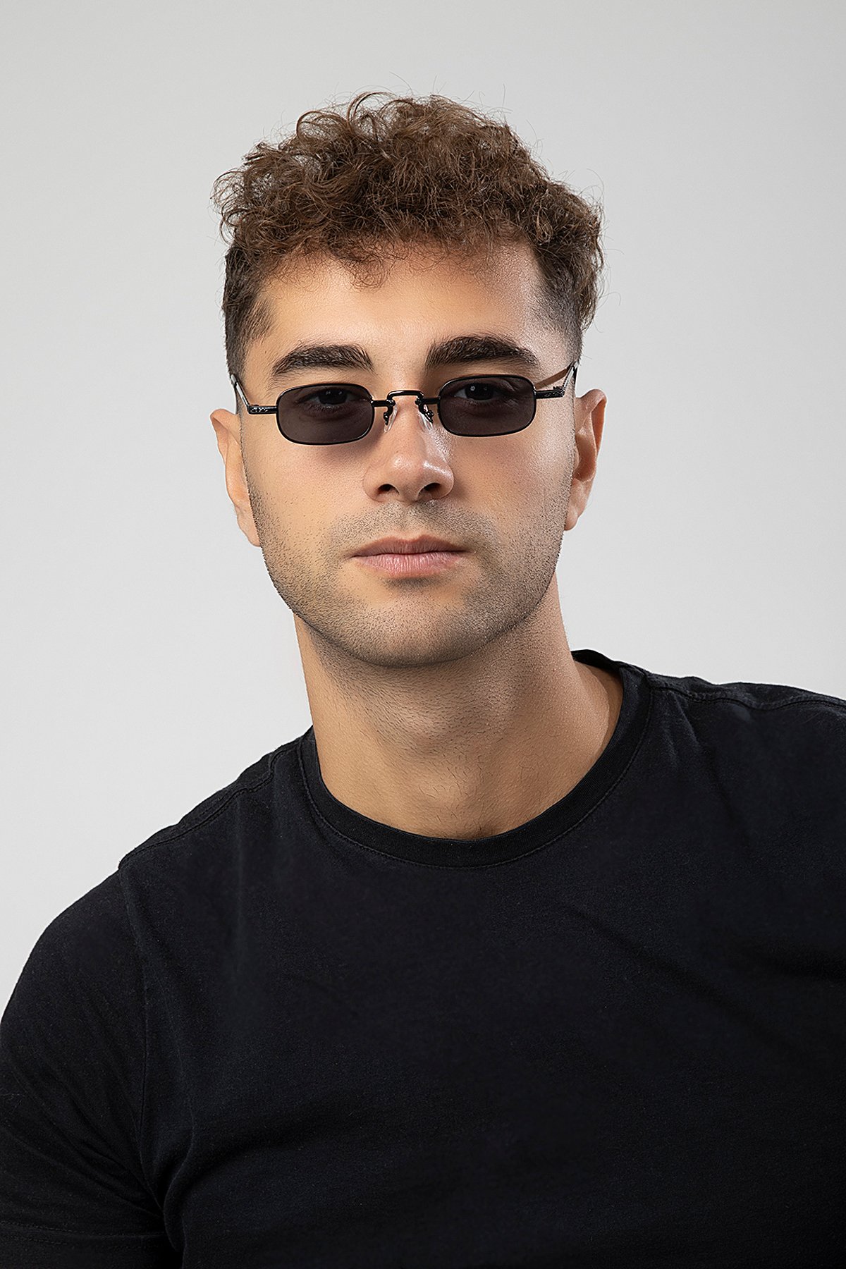 Minimal Retro Metal Dikdörtgen Çerçeve Erkek Güneş Gözlüğü