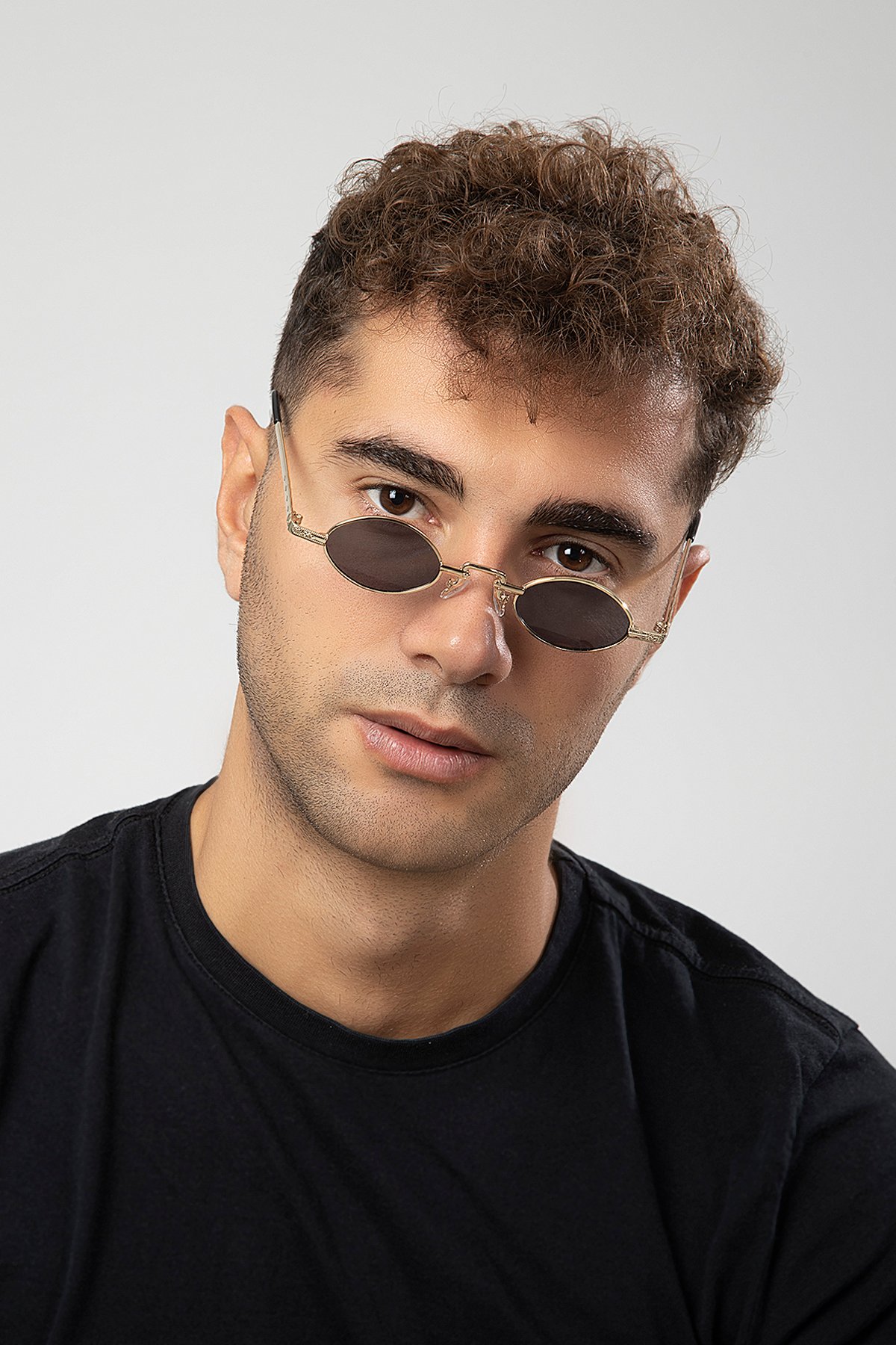 Minimal Retro Metal Elips Çerçeve Erkek Güneş Gözlüğü