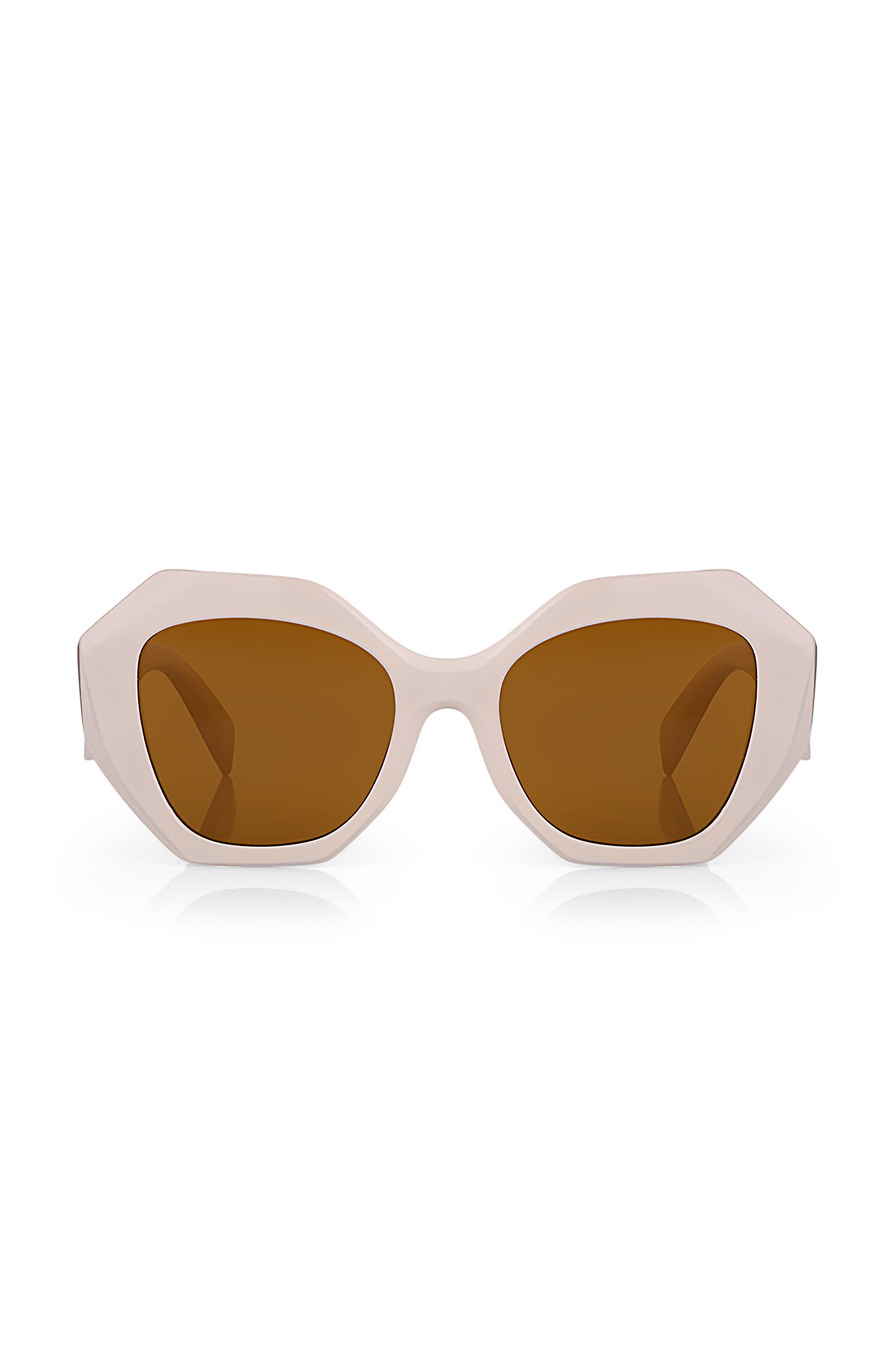 Nairobi Beige Geometrik  Oversize Unisex Güneş Gözlüğü