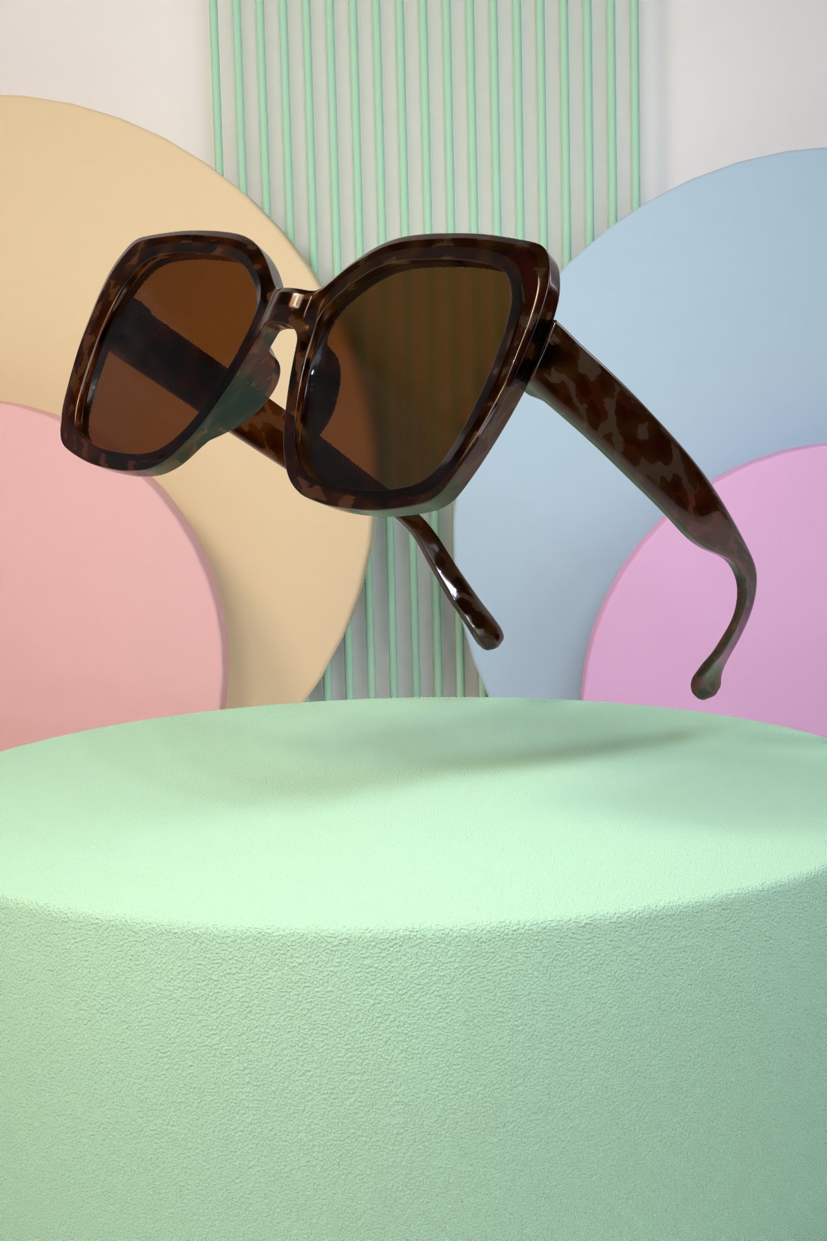 Oversize Büyük Boy Leopar Kare Kadın Güneş Gözlüğü