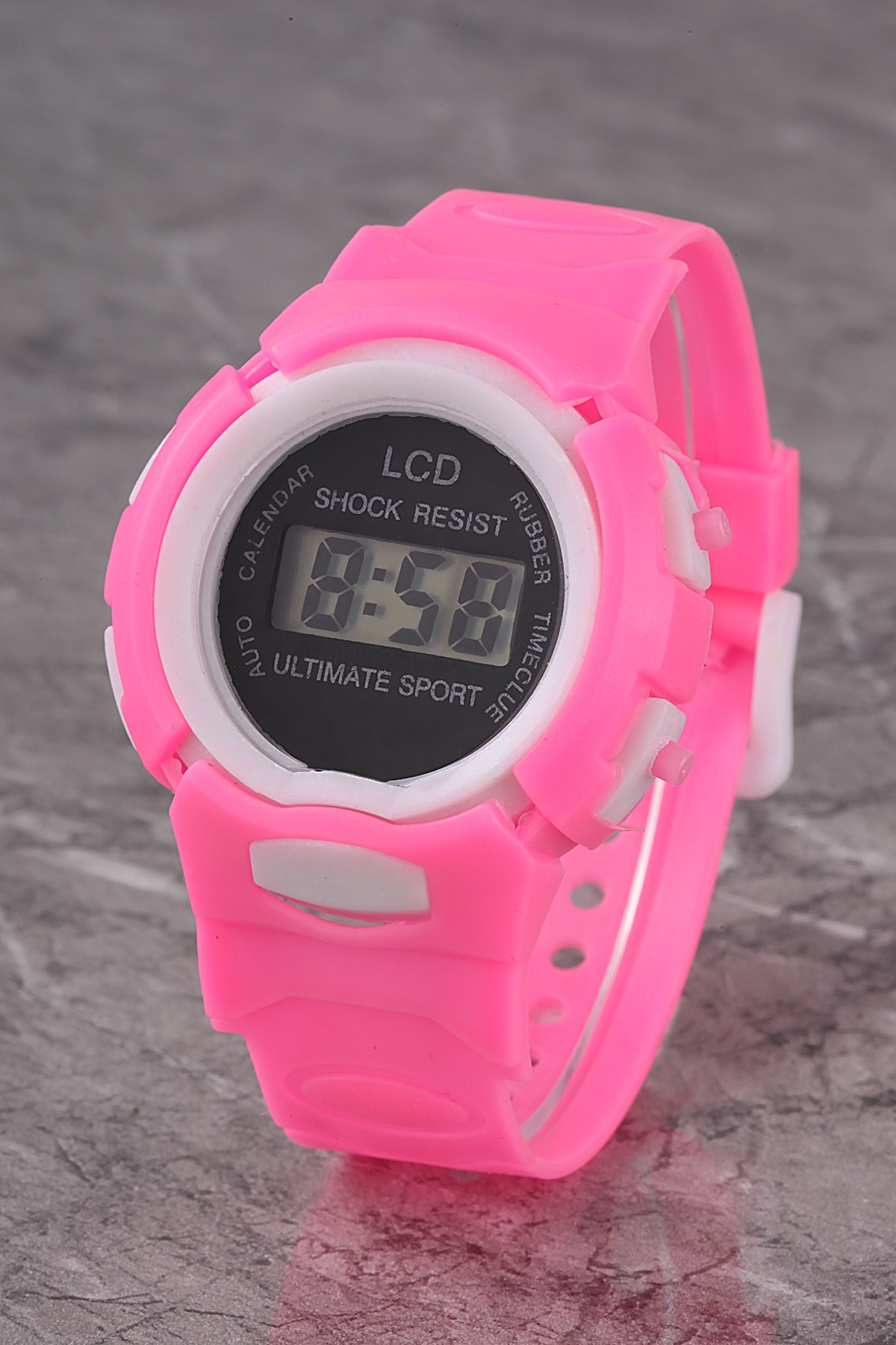 PLCDJT023R04 ÇOCUK PEMBE DİJİTAL KADRAN SİLİKON KORDON KOL SAATİ