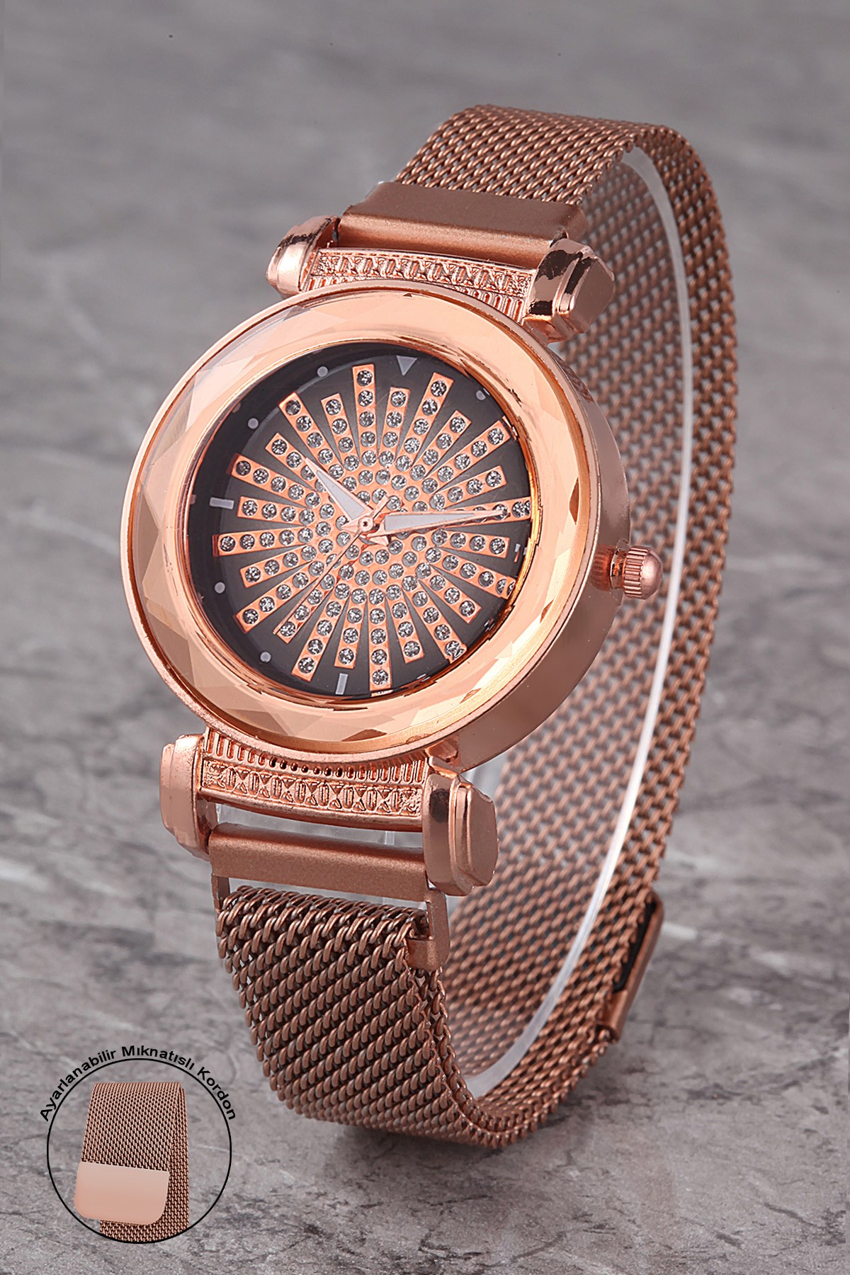 PLKHM017R01 KADIN ROSE TASARIM PRİZMA KADRAN MIKNATISLI HASIR KORDON KOL SAATİ