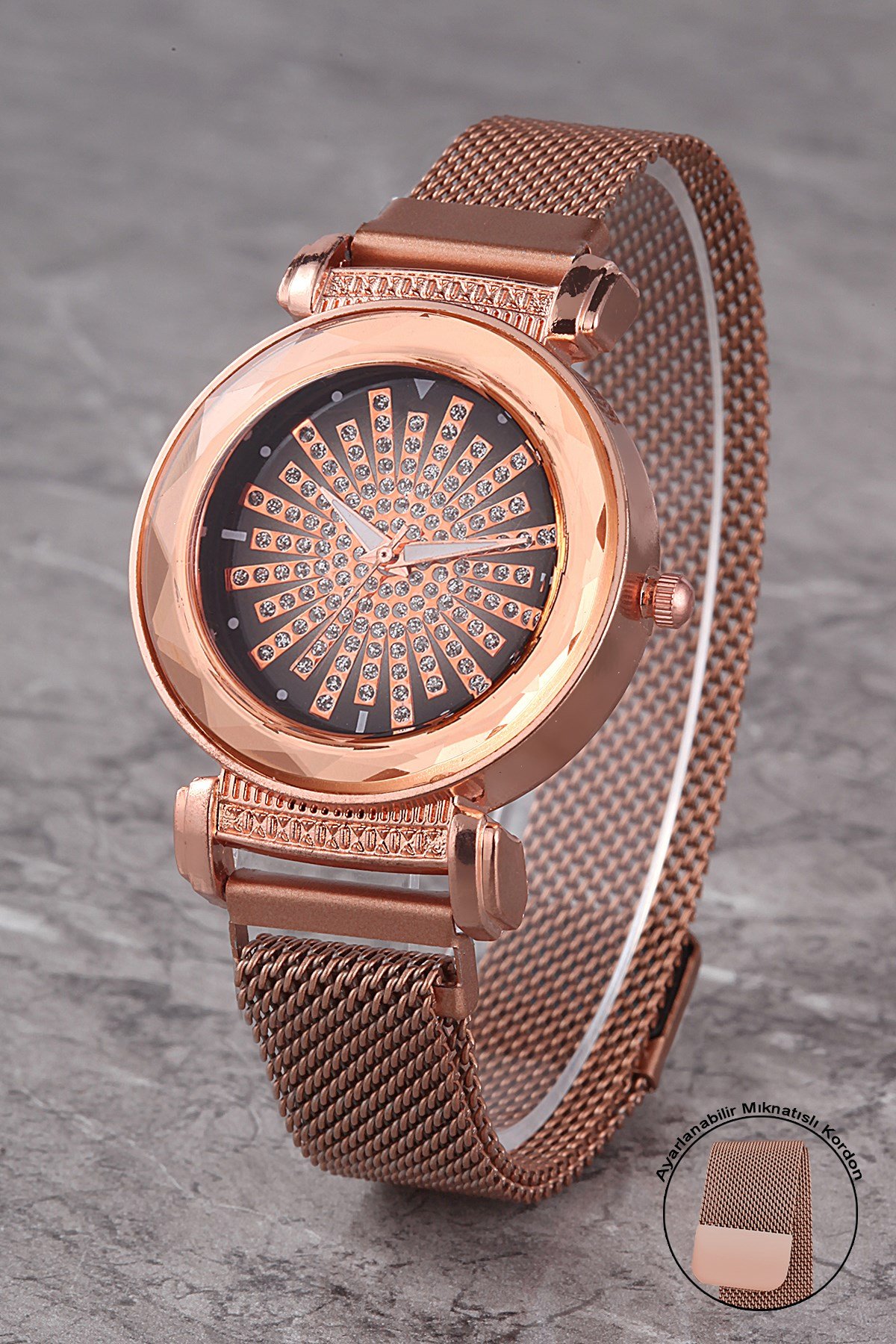 PLKHM017R06 KADIN ROSE TASARIM PRİZMA KADRAN MIKNATISLI HASIR KORDON KOL SAATİ