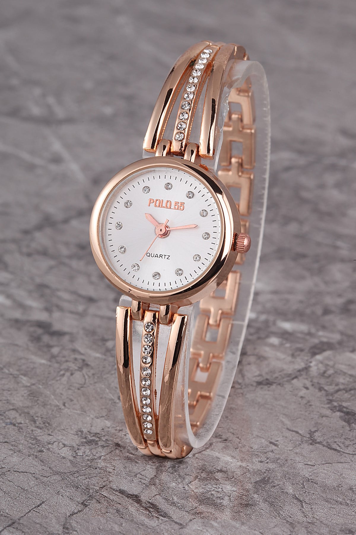PLKM007R01 KADIN SAAT TAŞ DETAYLI KADRAN TAŞLI METAL KORDON