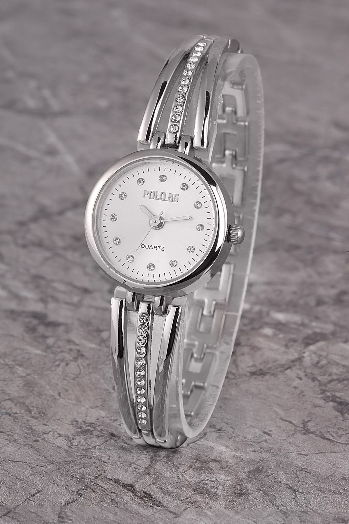 PLKM007R02 KADIN SAAT TAŞ DETAYLI KADRAN TAŞLI METAL KORDON