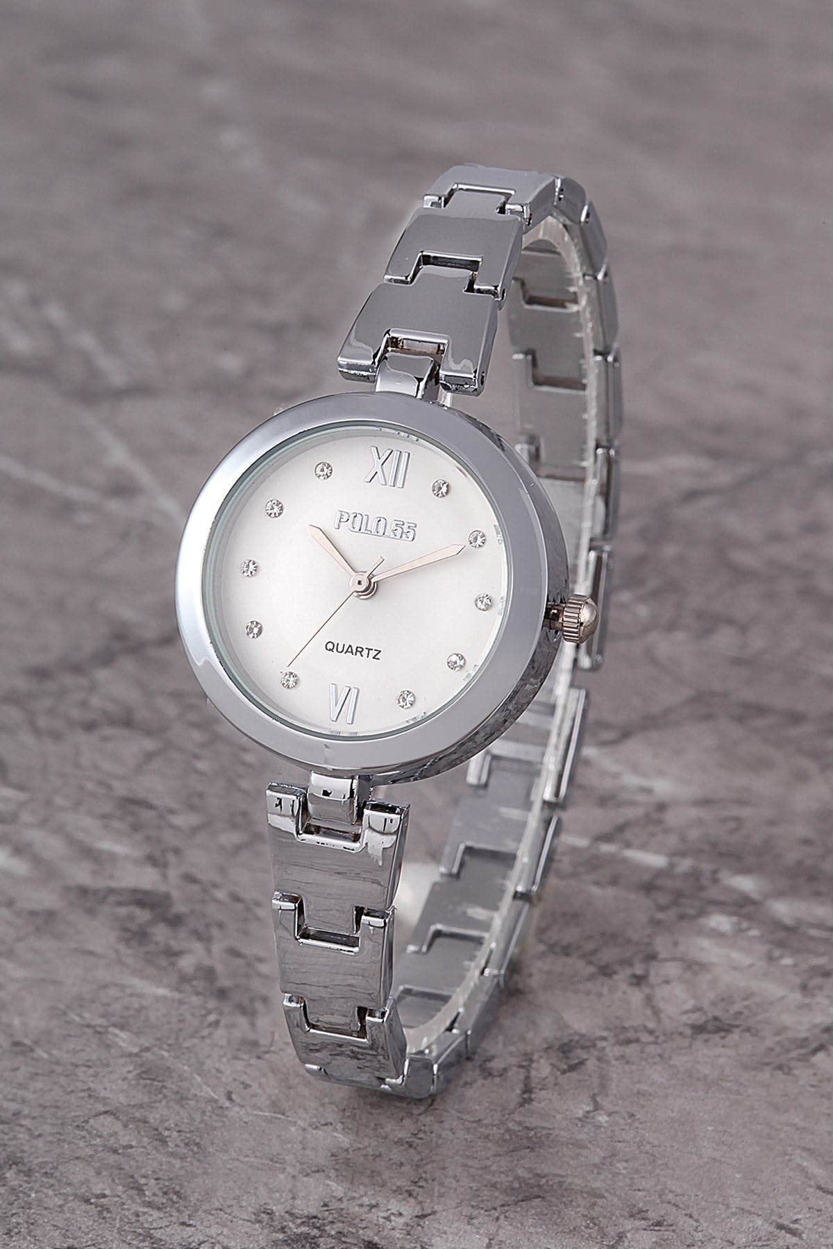 PLKM011R01 KADIN SAAT TAŞ DETAYLI KADRAN ŞIK METAL KORDON