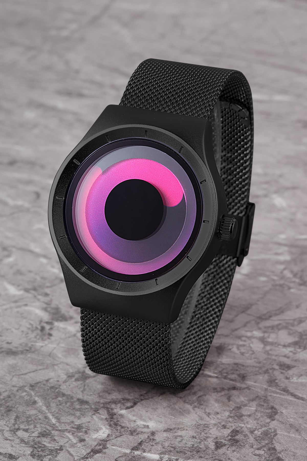 PLPREMIUM02R03 İlizyonist Tasarım,Erkek ve Kadın Kullanabilir,Çelik Hasır Kordon,Unisex PEMBE Kol Saati
