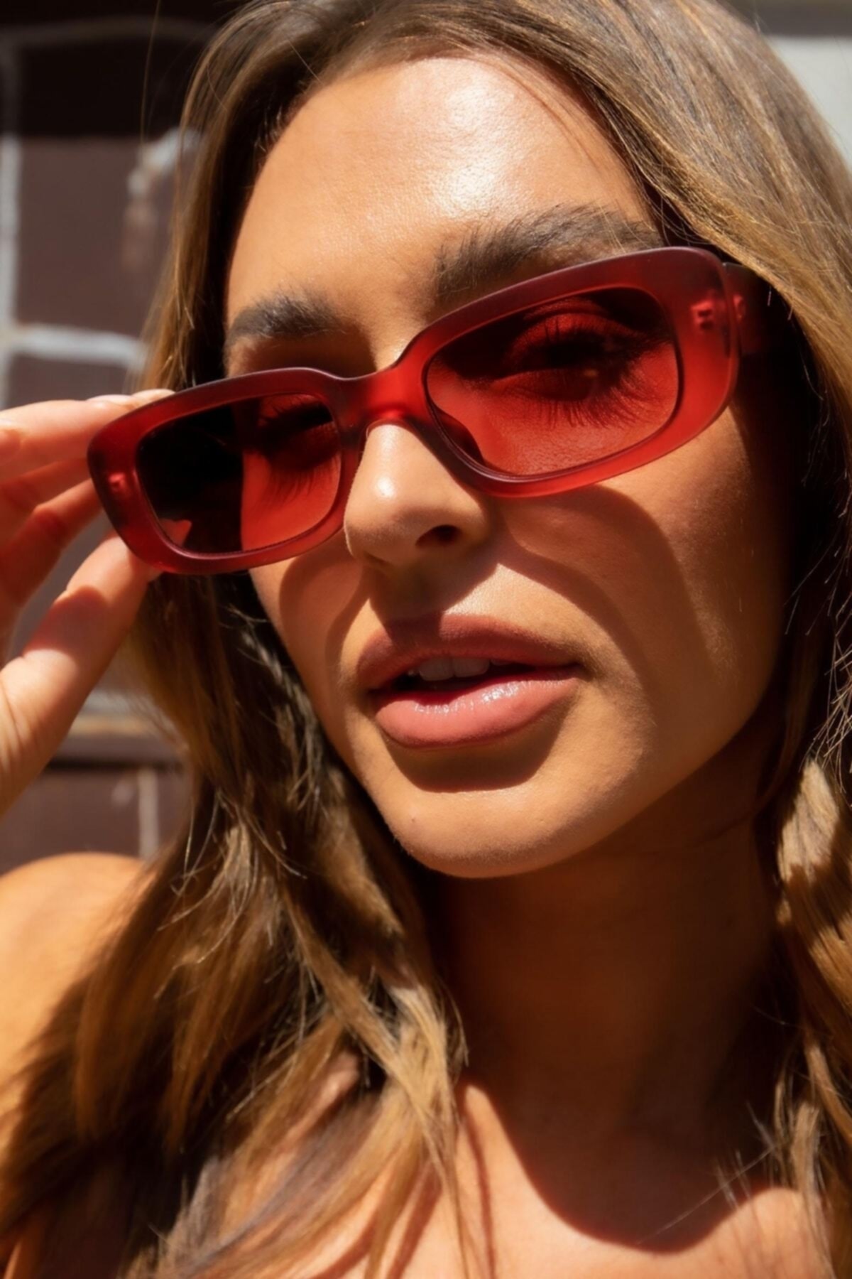 POLO55 Chunky Frame Vintage Kırmızı Güneş Gözlüğü