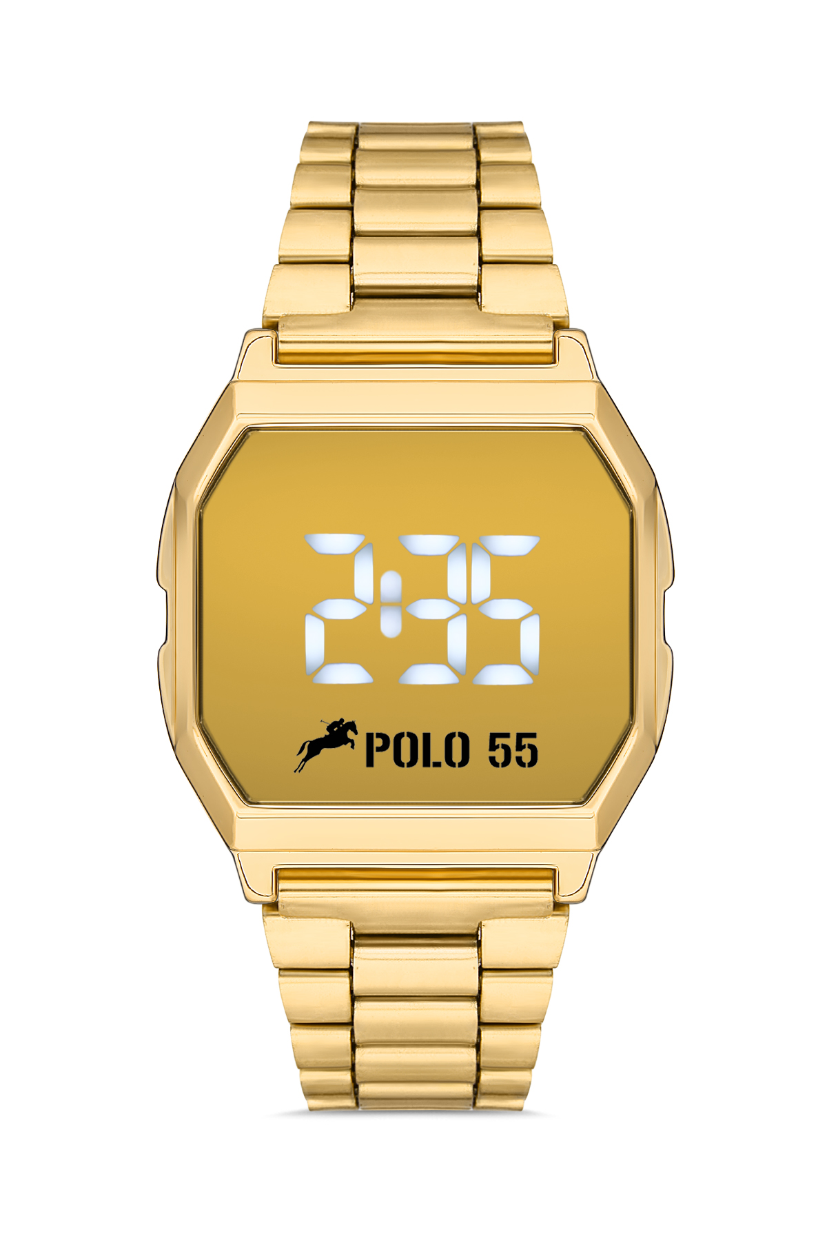 POLO55 Gold Zamansız Tasarım Dokunmatik Dijital Metal Kordon Retro Kadın Kol Saati