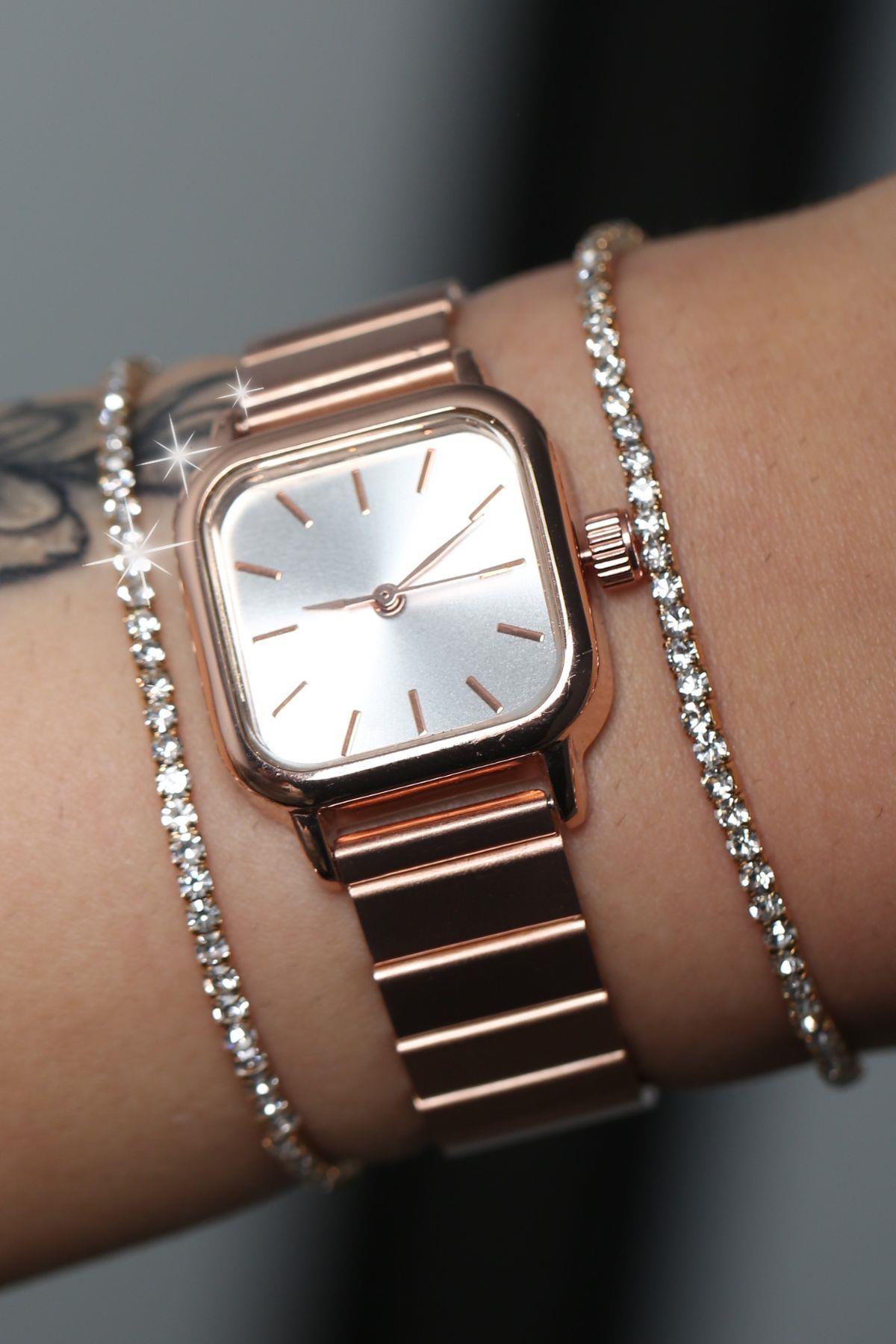 Polo55 Minimal Kare Kasa Retro Kadın Kol Saati