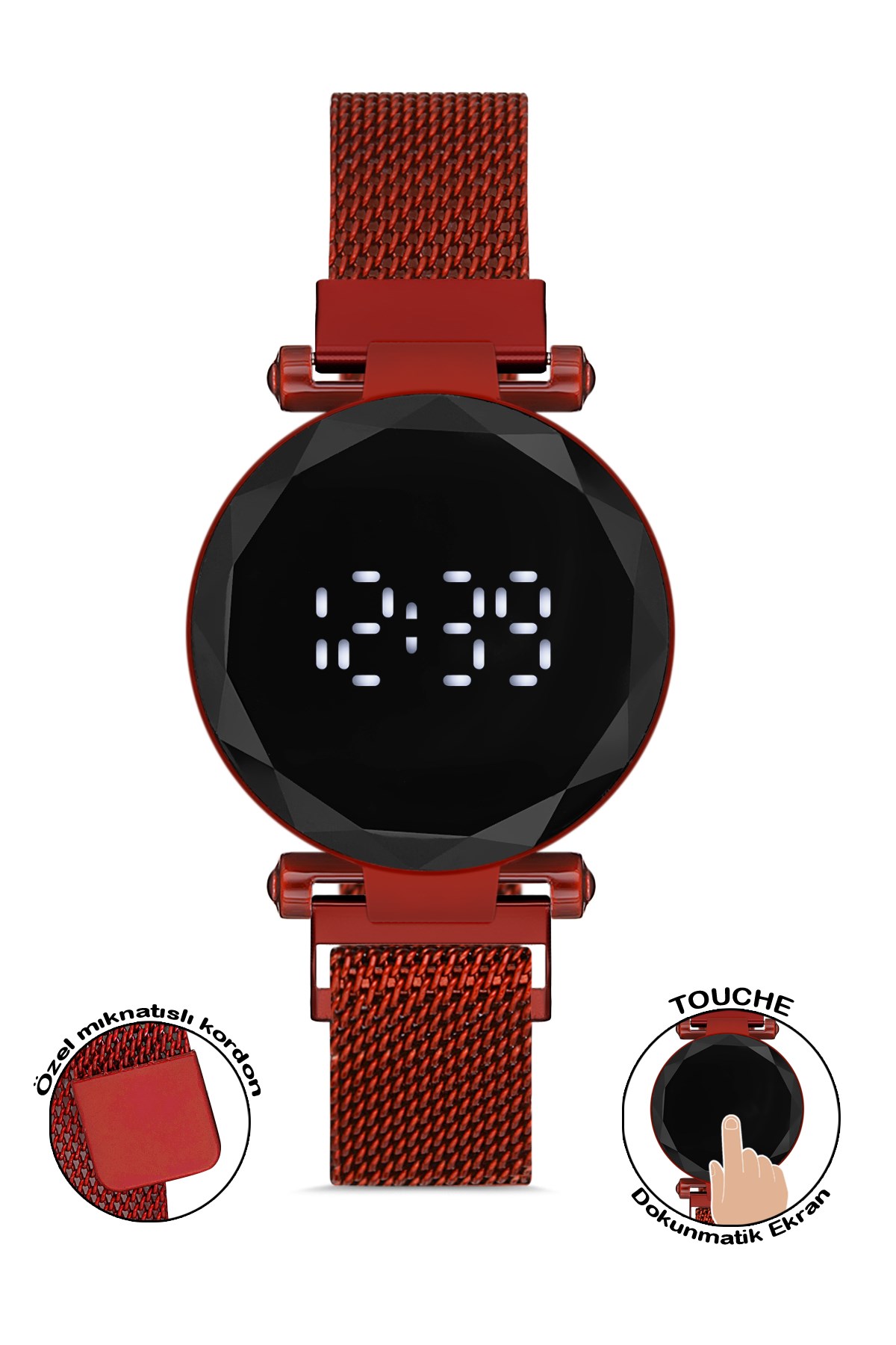 Polo55 Plkdd001r02 Bordo Renkli Dokunmatik Kadın Kol Saati PLKDD001