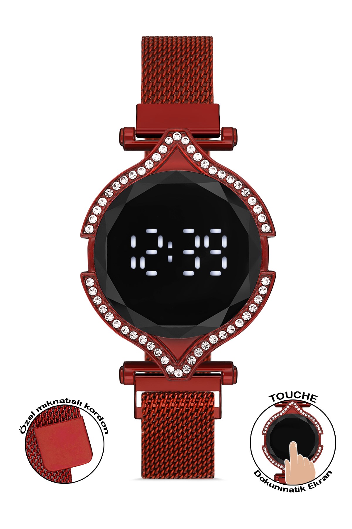 Polo55 Plkdd002r03 Bordo Renkli Dokunmatik Kadın Kol Saati PLKDD002