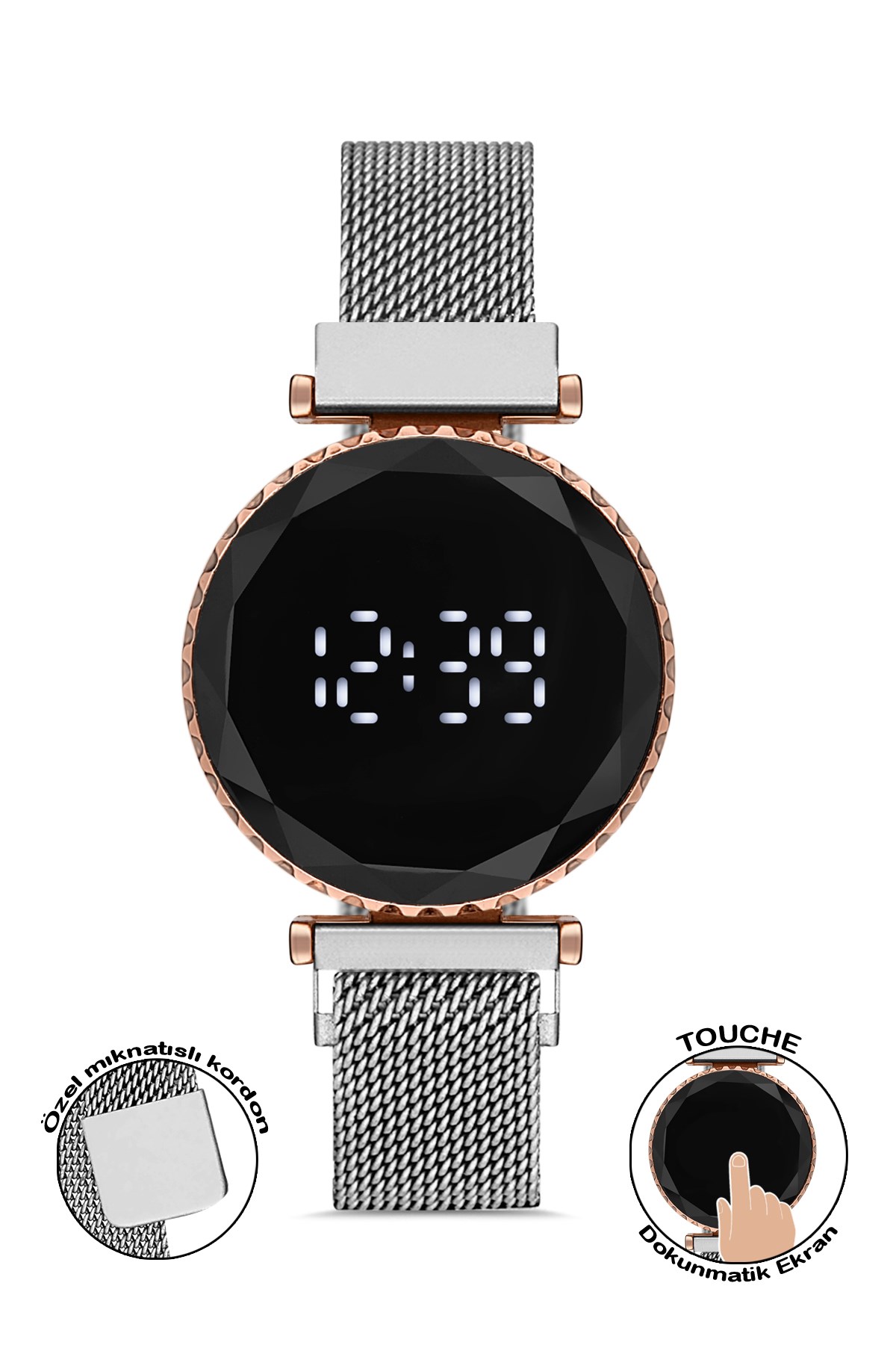 Polo55 Plkdd005r03 Gümüş Renkli Dokunmatik Kadın Kol Saati PLKDD005