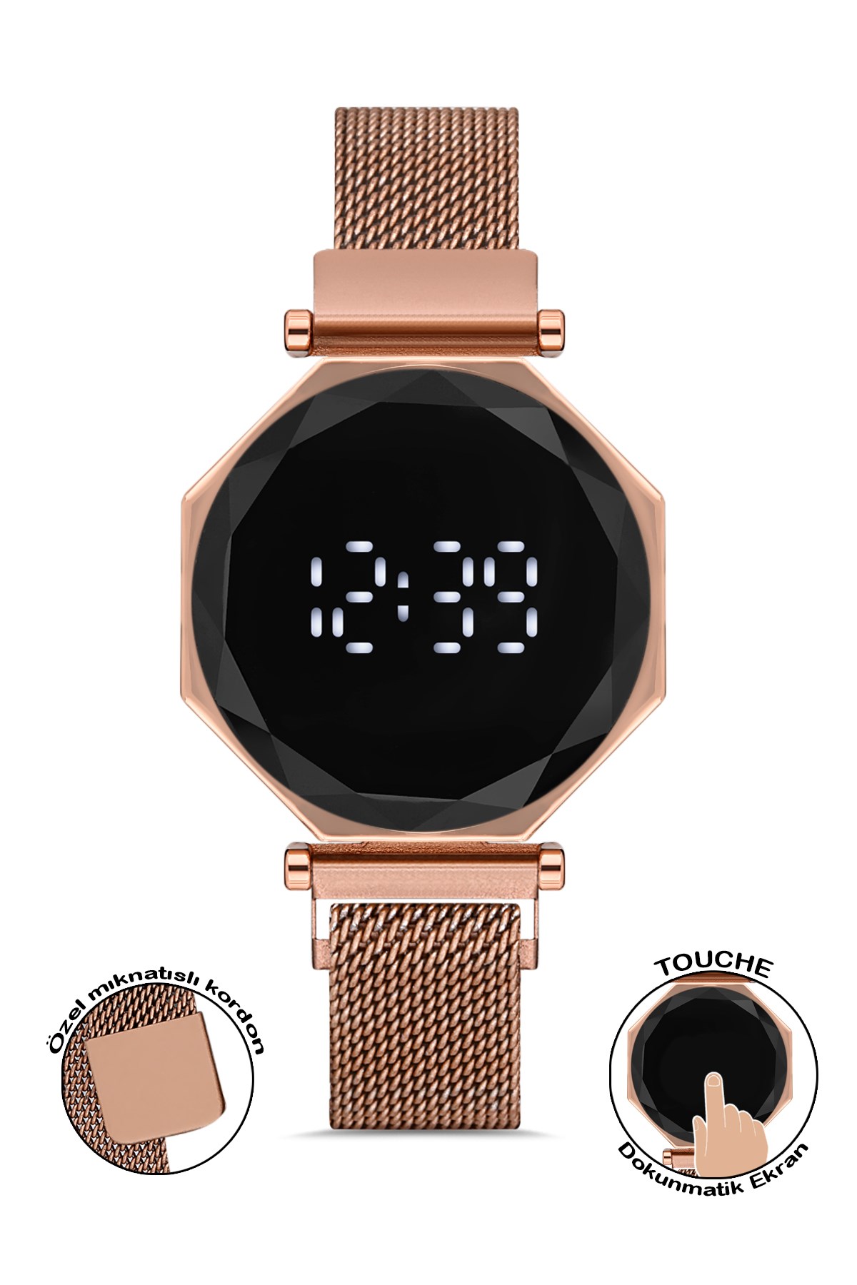 Polo55 Plkdd006r01 Rose Gold Renkli Dokunmatik Kadın Kol Saati PLKDD006