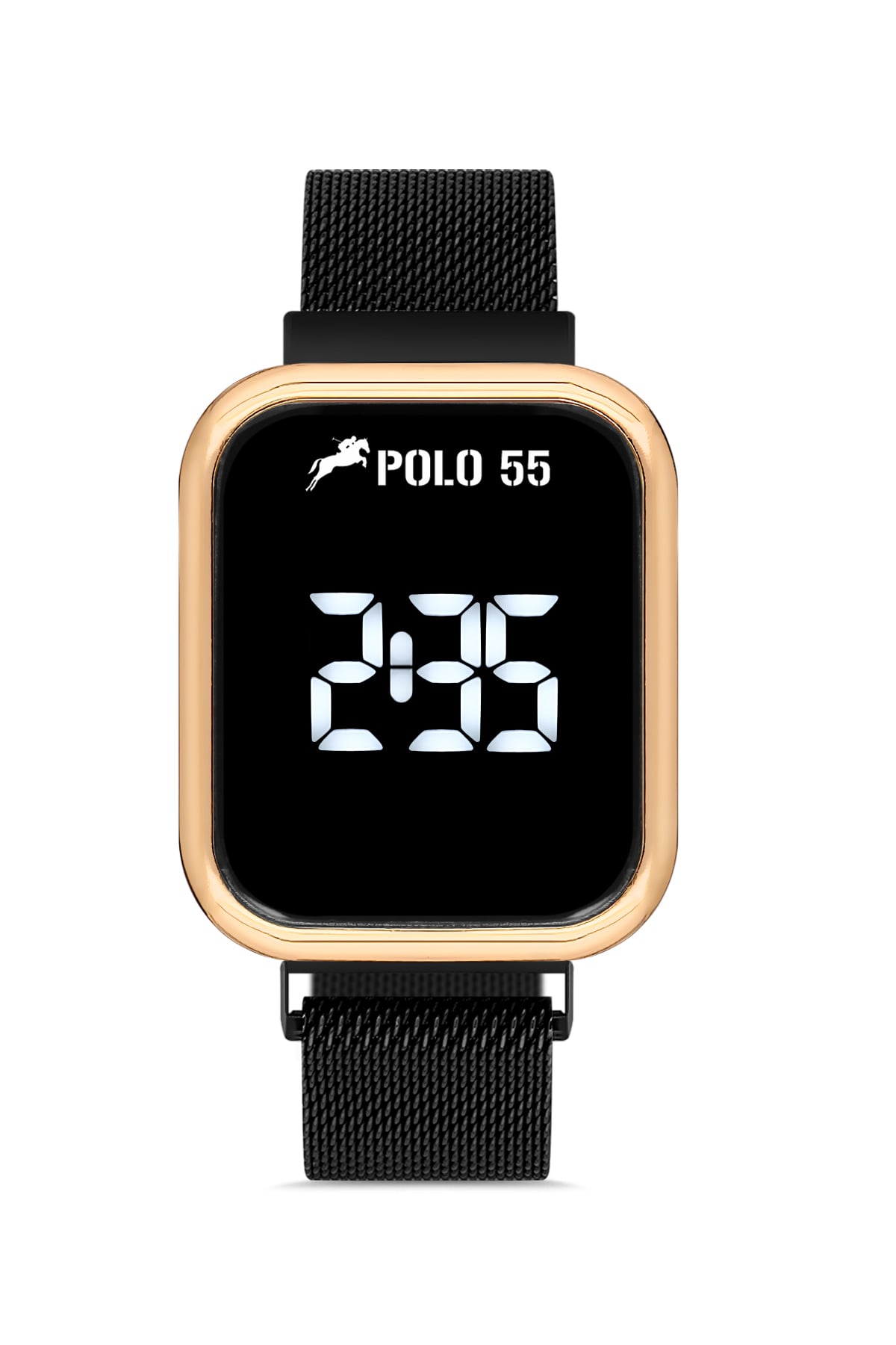 POLO55 Rose-Gold Kare Dokunmatik Hasır Kordon Kadın Kol Saati
