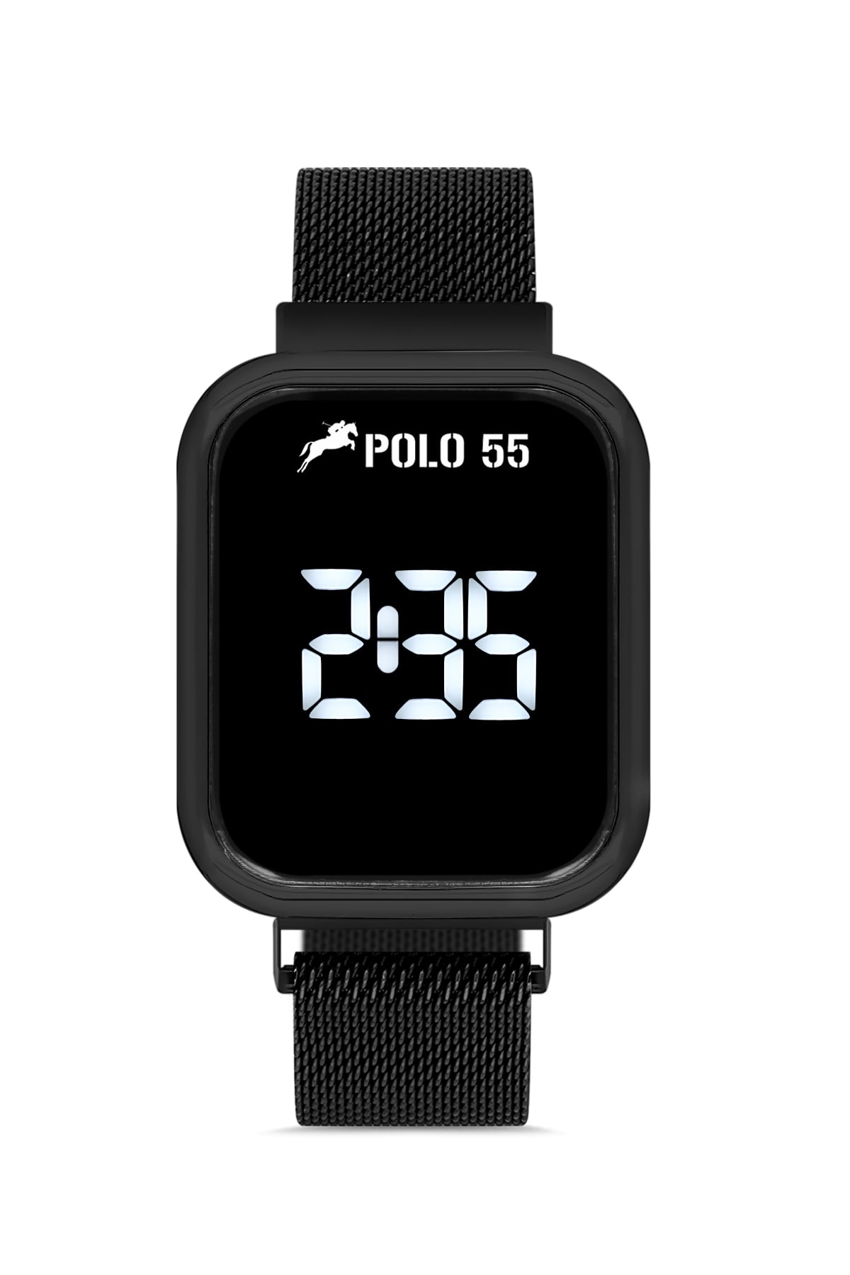 POLO55 Siyah Kare Dokunmatik Hasır Kordon Erkek Kol Saati