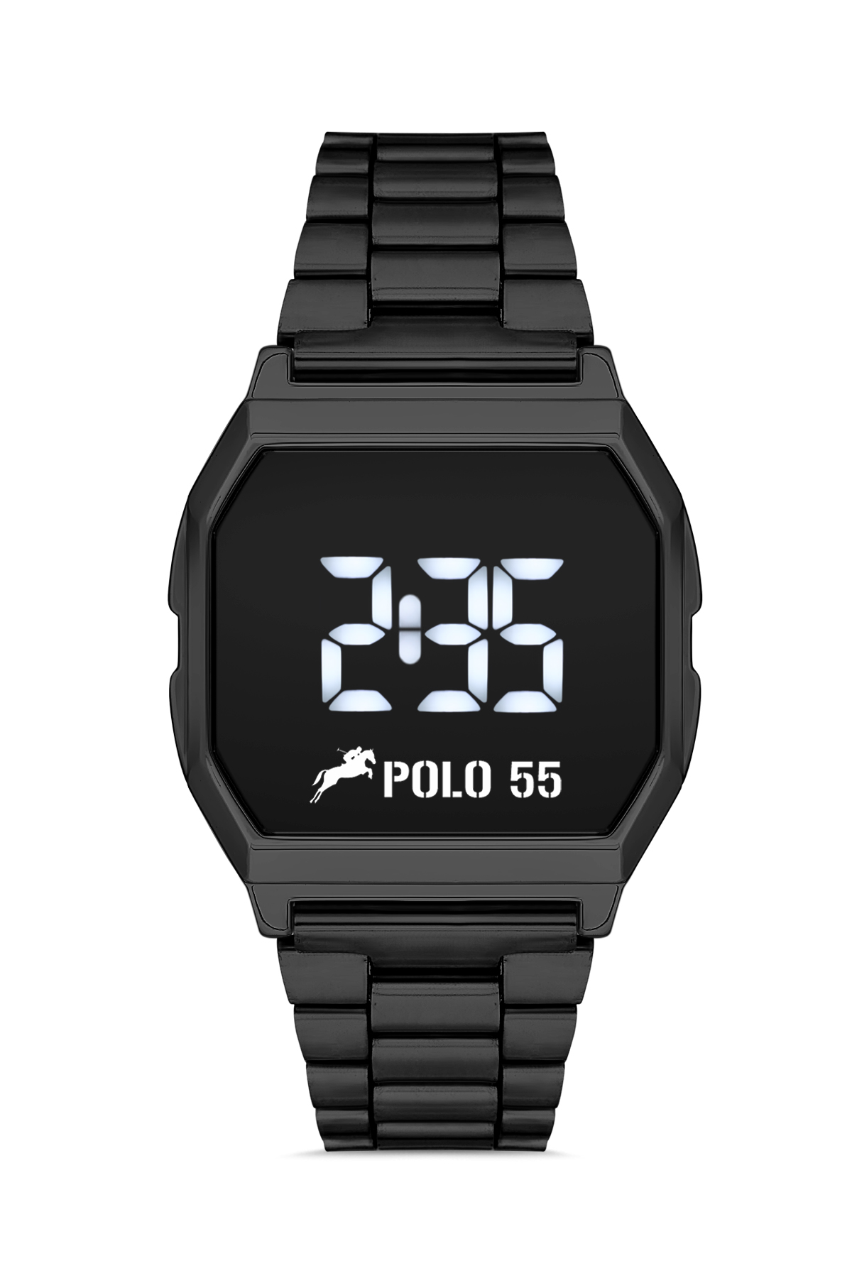 POLO55 Siyah Zamansız Tasarım Dokunmatik Dijital Metal Kordon Retro Kadın Kol Saati
